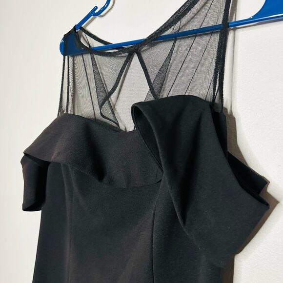 JS Collection Scuba Black Cold-Shoulder Mesh Cocktail Dress Size 4 - Picture 5 of 12